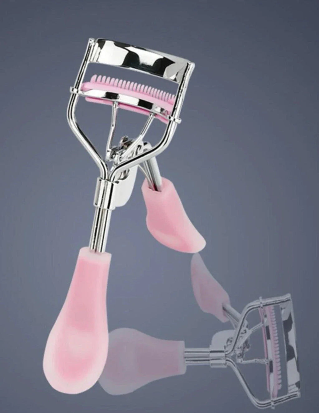 Stainless Steel Pink Eyelash Curler with Silicone Lash Comb