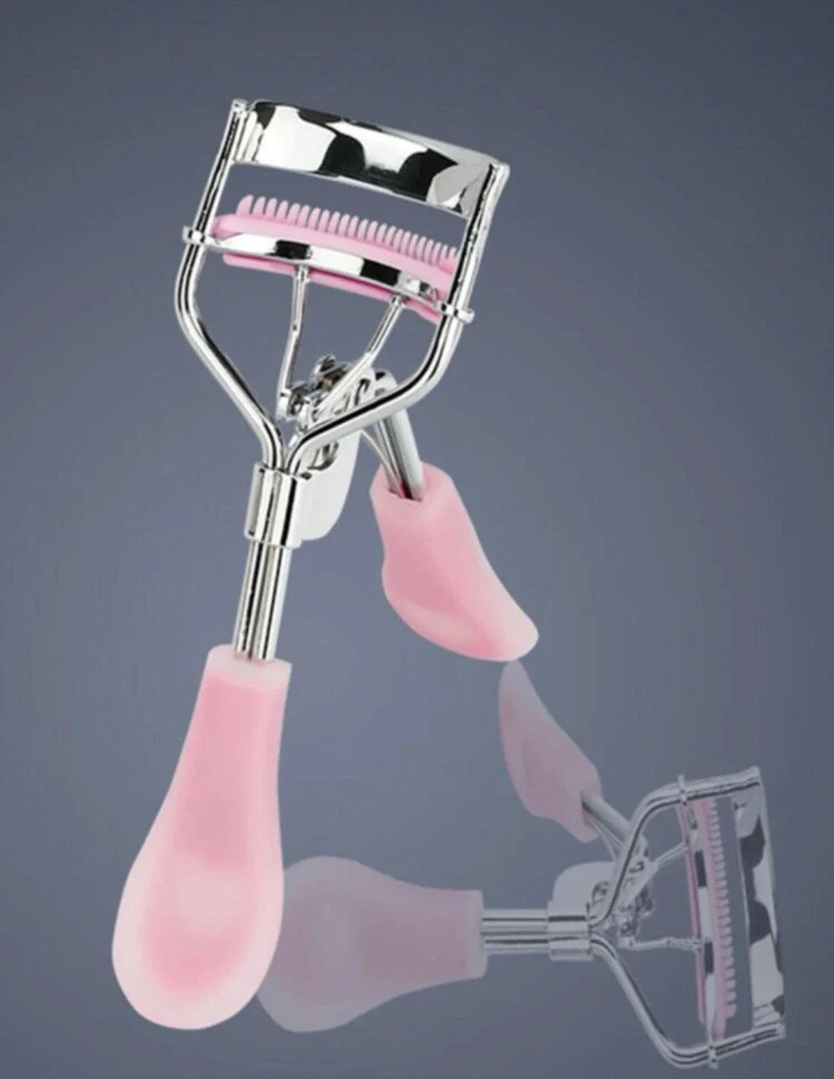 Stainless Steel Pink Eyelash Curler with Silicone Lash Comb