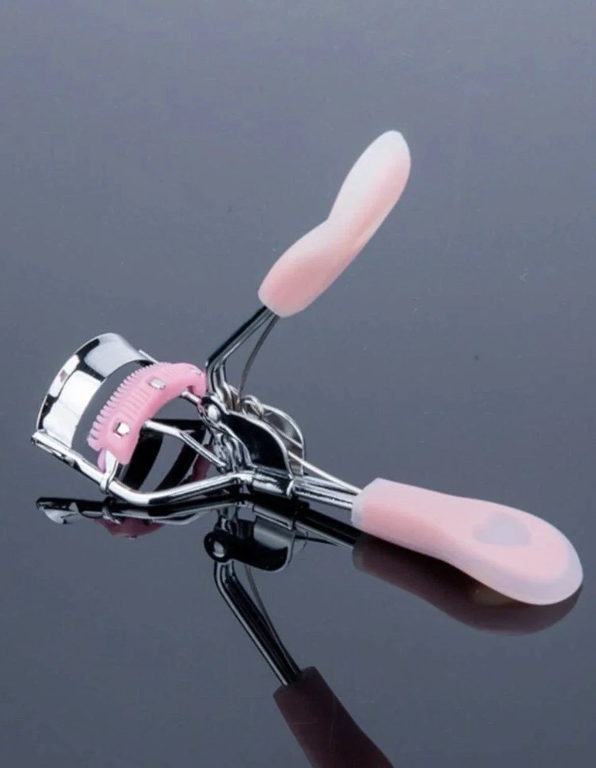 Stainless Steel Pink Eyelash Curler with Silicone Lash Comb