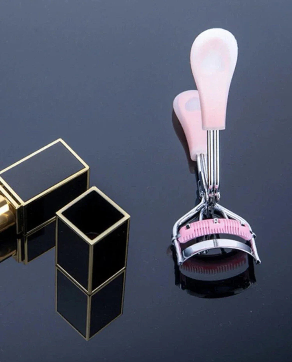 Stainless Steel Pink Eyelash Curler with Silicone Lash Comb